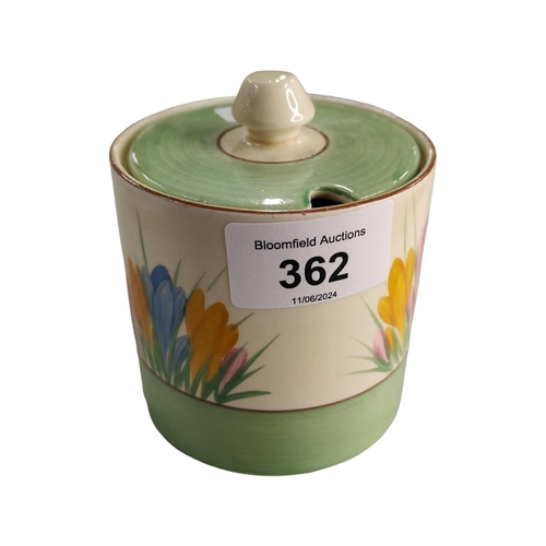 362 - CLARICE CLIFFE 'SPRING CROCUS' PRESERVE JAR WITH LID 3