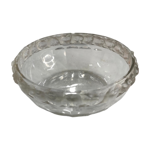 363 - LALIQUE GLASS BOWL DECORATED WITH BIRDS TO RIM - SIGNED LALIQUE FRANCE TO BASE  9.25