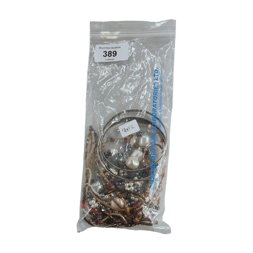 389 - BAG OF COSTUME JEWELLERY