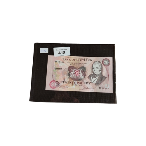 418 - BANK OF SCOTLAND £20 BANK NOTE 1.7.1991 - T661322 UNCIRCULATED