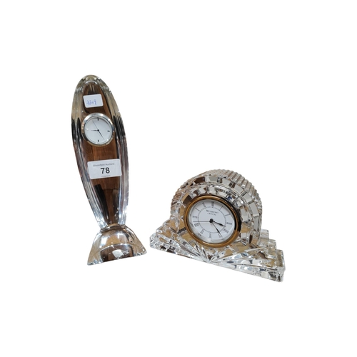 78 - 2 WATERFORD CRYSTAL CLOCKS