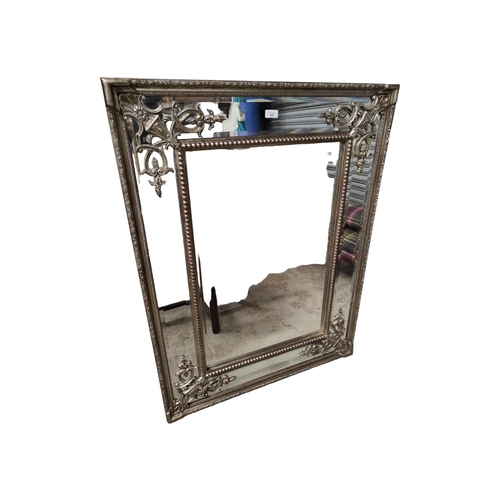 85 - LARGE MODERN SILVER FRAMED MIRROR