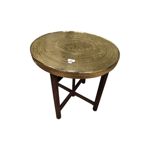 88 - BRASS TOPPED FOLDING TABLE