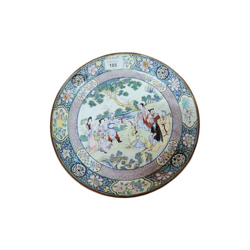 185 - ORIENTAL ENAMEL PLATE