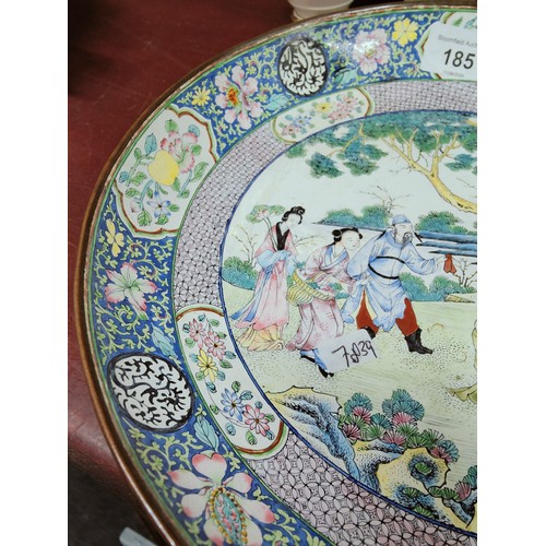 185 - ORIENTAL ENAMEL PLATE