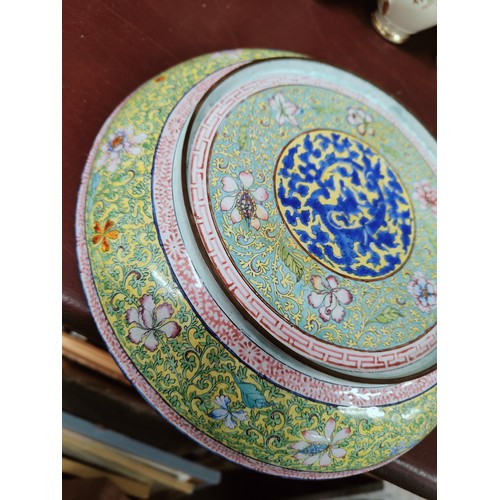 185 - ORIENTAL ENAMEL PLATE