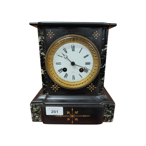 201 - VICTORIAN SLATE MANTLE CLOCK