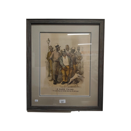 225 - ANTIQUE FRAMED ADVERT 39cm X 31cm