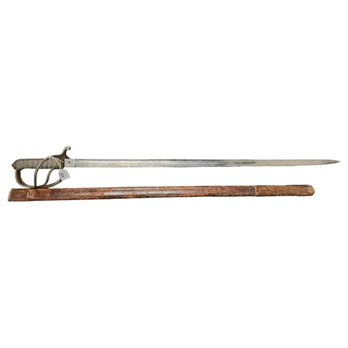 234 - ROYAL MILITARY SWORD WITH LEATHER SHEATH