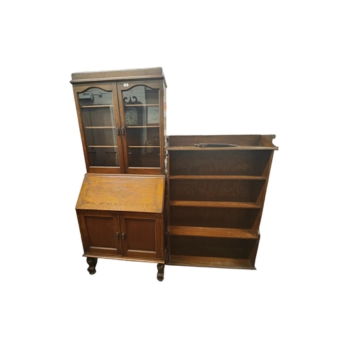 248 - OAK BUREAU AND OAK OPEN BOOKCASE