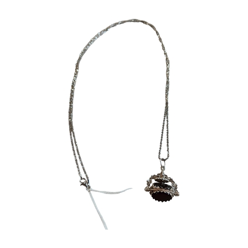 262 - SILVER TRIPLE SWIVEL FOB ON SILVER CHAIN