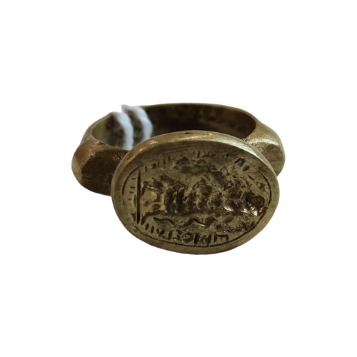 264 - OLD BRONZE ITAGLIO SEAL RING