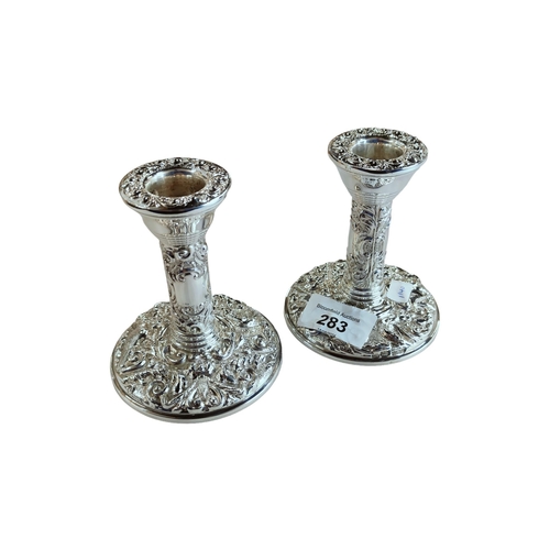 283 - PAIR OF SILVER CANDLESTICKS - BIRMINGHAM 4