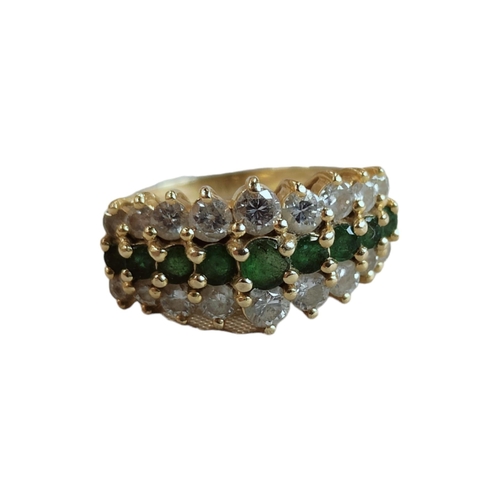 312 - 14 CARAT GOLD EMERALD & DIAMOND RING