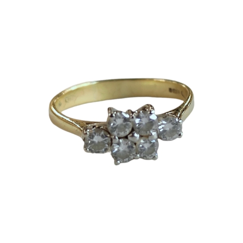 317 - 18 CARAT GOLD 6 STONE DIAMOND RING CIRCA 0.4 CARATS