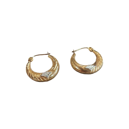 346 - PAIR OF 9 CARAT GOLD HOOP EARRINGS