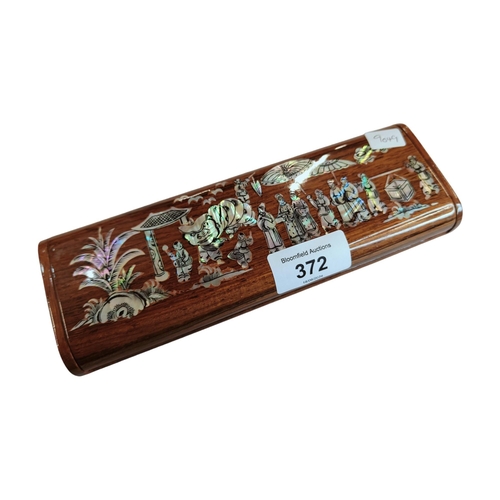 372 - VINTAGE MOTHER OF PEARL INLAID PENCIL/PEN CASE