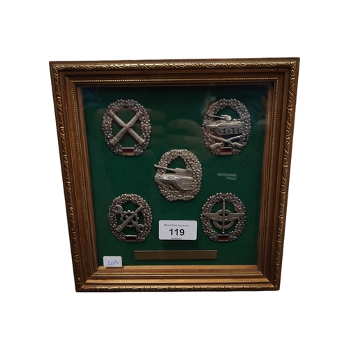 119 - FRAMED SET OF MODERN GERMAN ARMY CAP BADGES