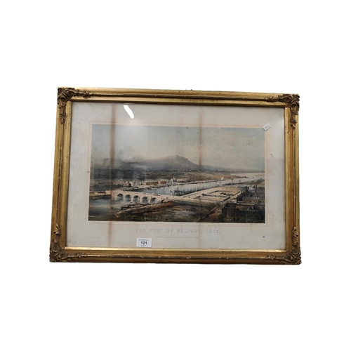 121 - OLD FRAMED ANTIQUE PORT OF BELFAST PRINT