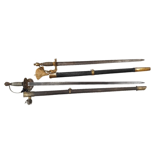 160 - 2 X MILITARY SWORDS & SHEATHS