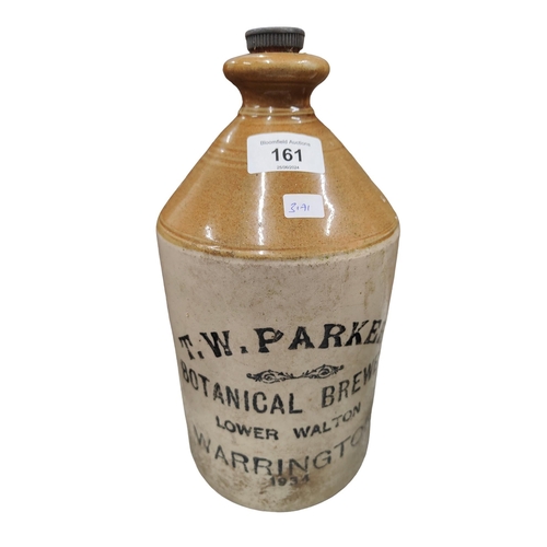 161 - STONEWARE BOTTLE T.W.PARKER - WARRINGTON 1934