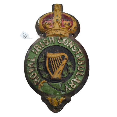 172 - ORIGINAL ROYAL IRISH CONSTABULARY STATION PLAQUE