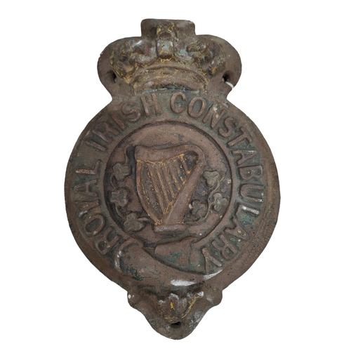 191 - ORIGINAL ROYAL IRISH CONSTABULARY STATION PLAQUE WITH QUEENS CROWN