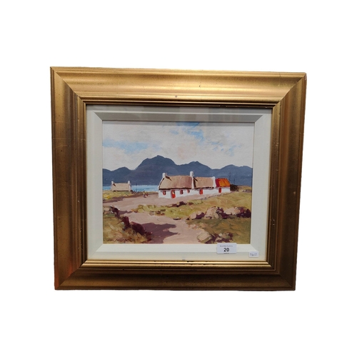 20 - SAM MCLARNON - OIL ON BOARD - IRISH COTTAGE 29cm X 23cm