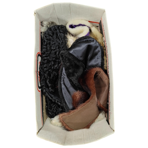 223 - BOX OF FUR THROWS/SCARVES