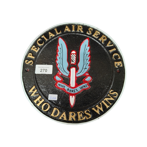 270 - SPECIAL AIR SERVICES (S.A.S) CAST IRON PLAQUE