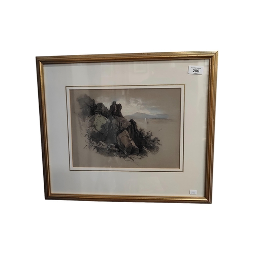 286 - HENRY BRIGHT - CHARCOAL & PASTEL DRAWING ON PAPER - COASTAL SCENE 9