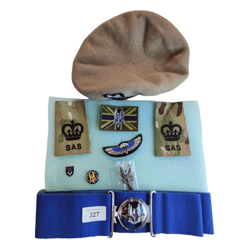 327 - QUANTITY OF SPECIAL AIR SERVICE (S.A.S) BADGES/PATCHES/BERET & BELT