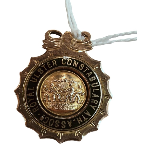 340 - ROYAL ULSTER CONSTABULARY (R.U.C) 9 CARAT GOLD & ENAMEL MEDAL - ROYAL ULSTER CONSTABULARY ATH. ASSOC... 