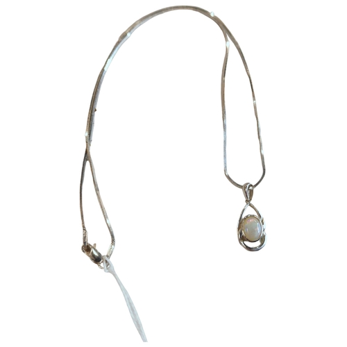 393 - SILVER OPAL PENDANT ON SILVER CHAIN