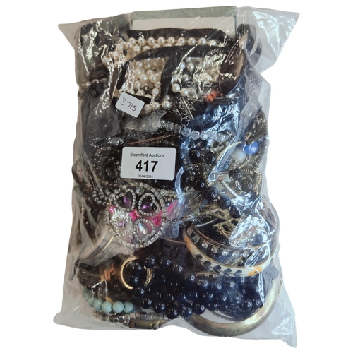 417 - LARGE BAG OF MIXED JEWELLERY