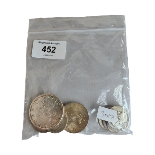 452 - BAG OF SILVER & OTHER COINS