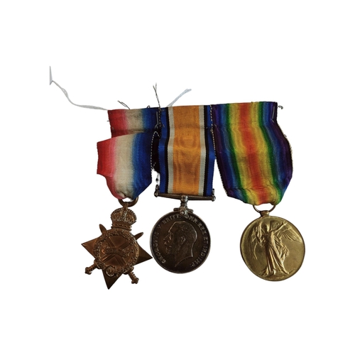 466 - WORLD WAR 1 MEDAL TRIO - 14285 PTE. A. STEEL. HIGH:L.I.