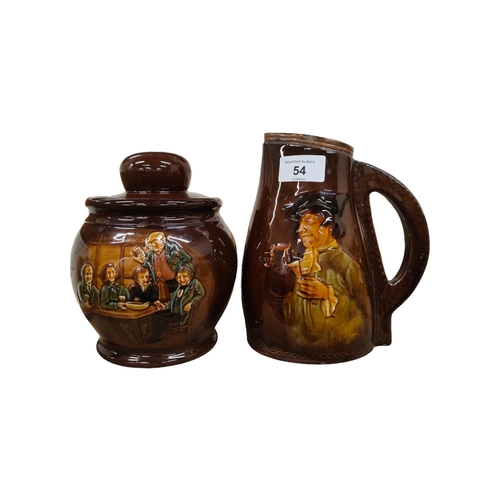 54 - 2 ROYAL DOULTON KINGSWARE - JUG & TOBACCO JAR