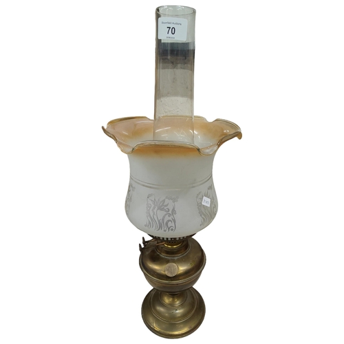 70 - LARGE OIL LAMP WITH SHADE AND FUNNEL