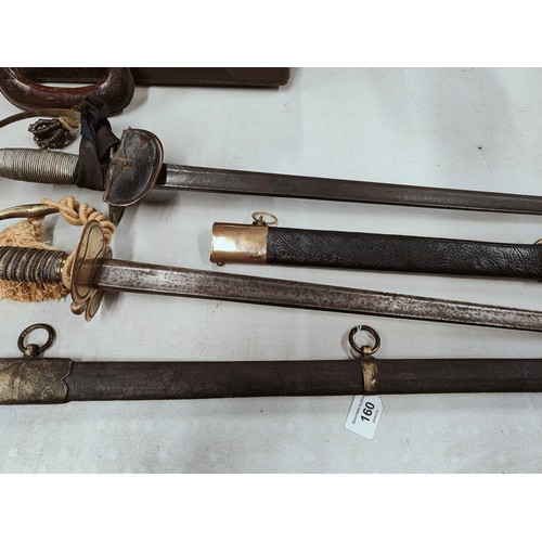 160 - 2 X MILITARY SWORDS & SHEATHS