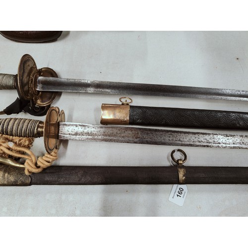 160 - 2 X MILITARY SWORDS & SHEATHS