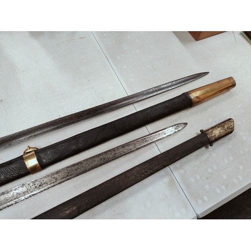 160 - 2 X MILITARY SWORDS & SHEATHS