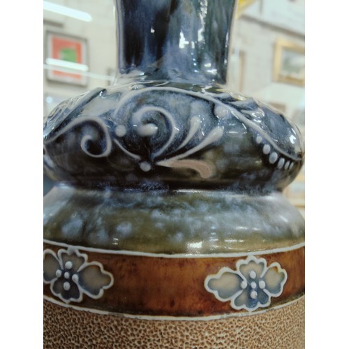 461 - LARGE PAIR OF HANNAH BARLOW DOULTON LAMBETH VASES 32cm HIGH  DECORATED WITH A FRIEZE OF HORSES & ADD... 