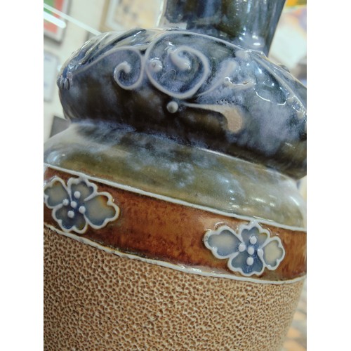 461 - LARGE PAIR OF HANNAH BARLOW DOULTON LAMBETH VASES 32cm HIGH  DECORATED WITH A FRIEZE OF HORSES & ADD... 