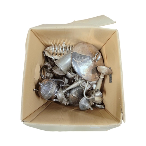 118 - LARGE BOX OF SILVER PLATE