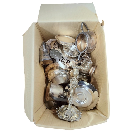 119 - LARGE BOX OF SILVER PLATE