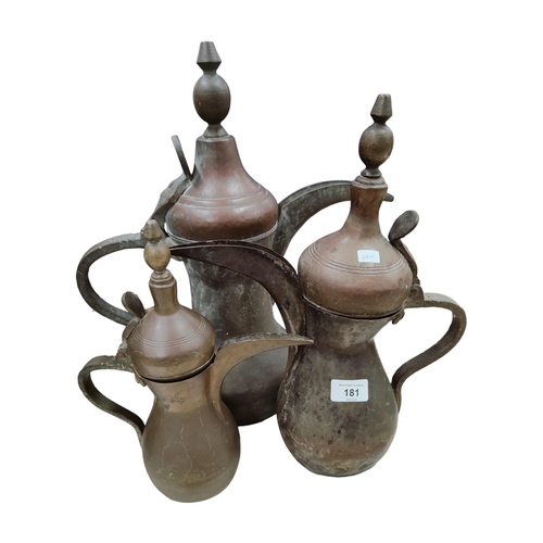 181 - 3 ARABIC COFFEE JUGS