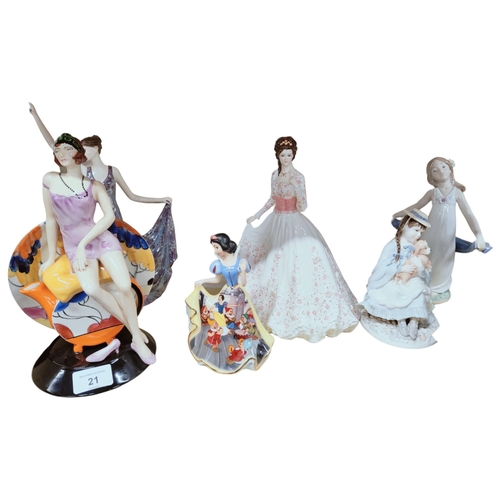 21 - QUANTITY OF FIGURES TO INCLUDE ROYAL WORCESTER/STAFFORDSHIRE AND LLADRO ETC