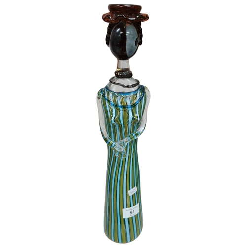 51 - HEAVY SIGNED MURANO GLASS LADY FIGURE 44CM TALL