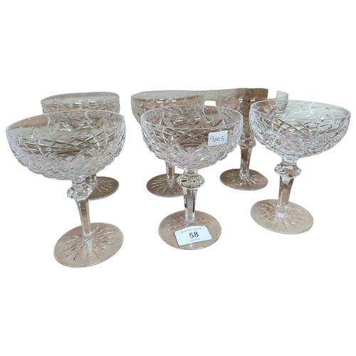 58 - 6 WATERFORD CRYSTAL CHAMPAGNE GLASSES